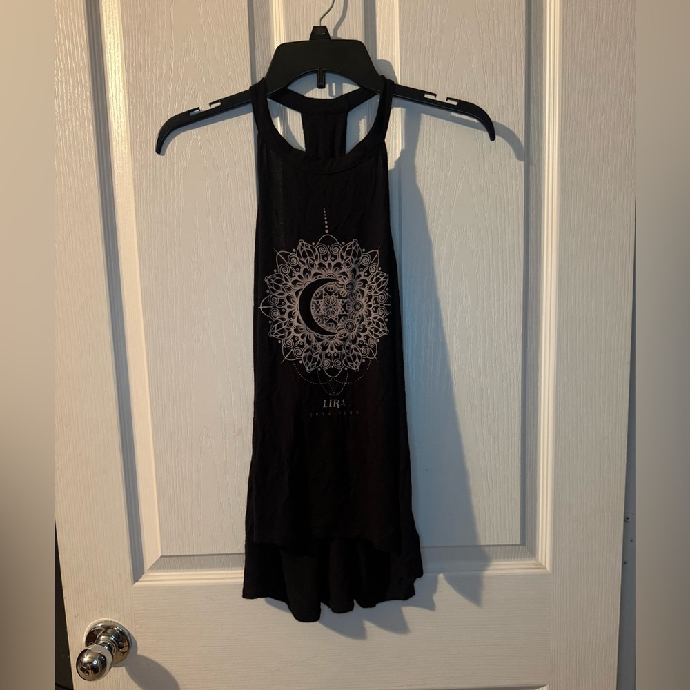 Lira Black Sleeveless Top with Intricate Design